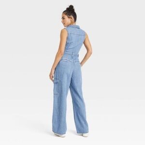 Women's Denim Cargo Jumpsuit - Universal Thread™ Medium Wash